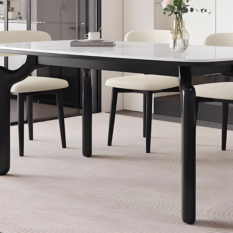 Luxury Minimalist Modern    Slate Dining Set, 29.9"H x 70.9"L x 35.4"W