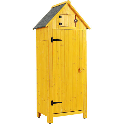 Remise de rangement extérieure en bois avec porte simple et tablettes intérieures