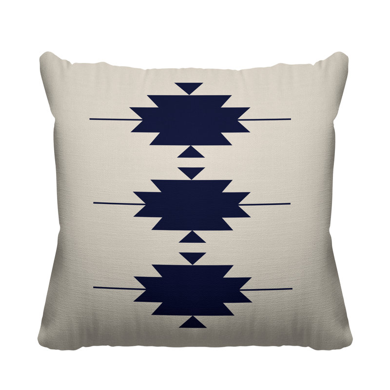 Coussin décoratif intérieur / extérieur Paco Southwestern, L 19 po x H 19 po, Bleu marine