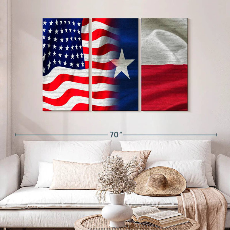 Borges US And Texas Flag, 32" H x 50" W
