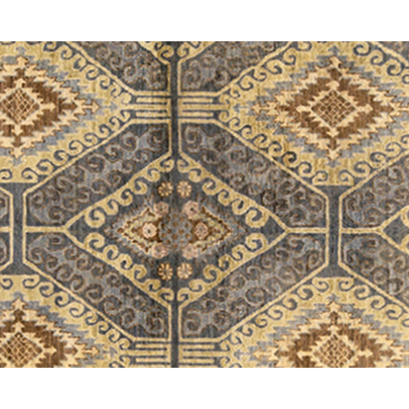 Hand Knotted Wool Area Rug in Blue