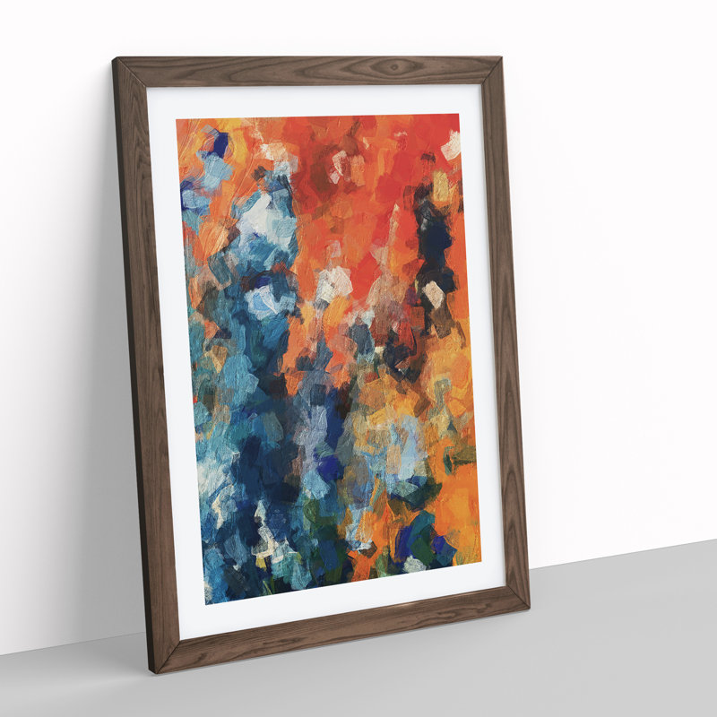 Creatures Of The Night Abstract - Single Picture Frame Painting, 64cm H x 46cm W x 2cm D, Brown Framed