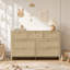 Commode Pomodoro 51 po L en rotin à 7 tiroirs avec poignées dorées, style bohème côtier-2144467354