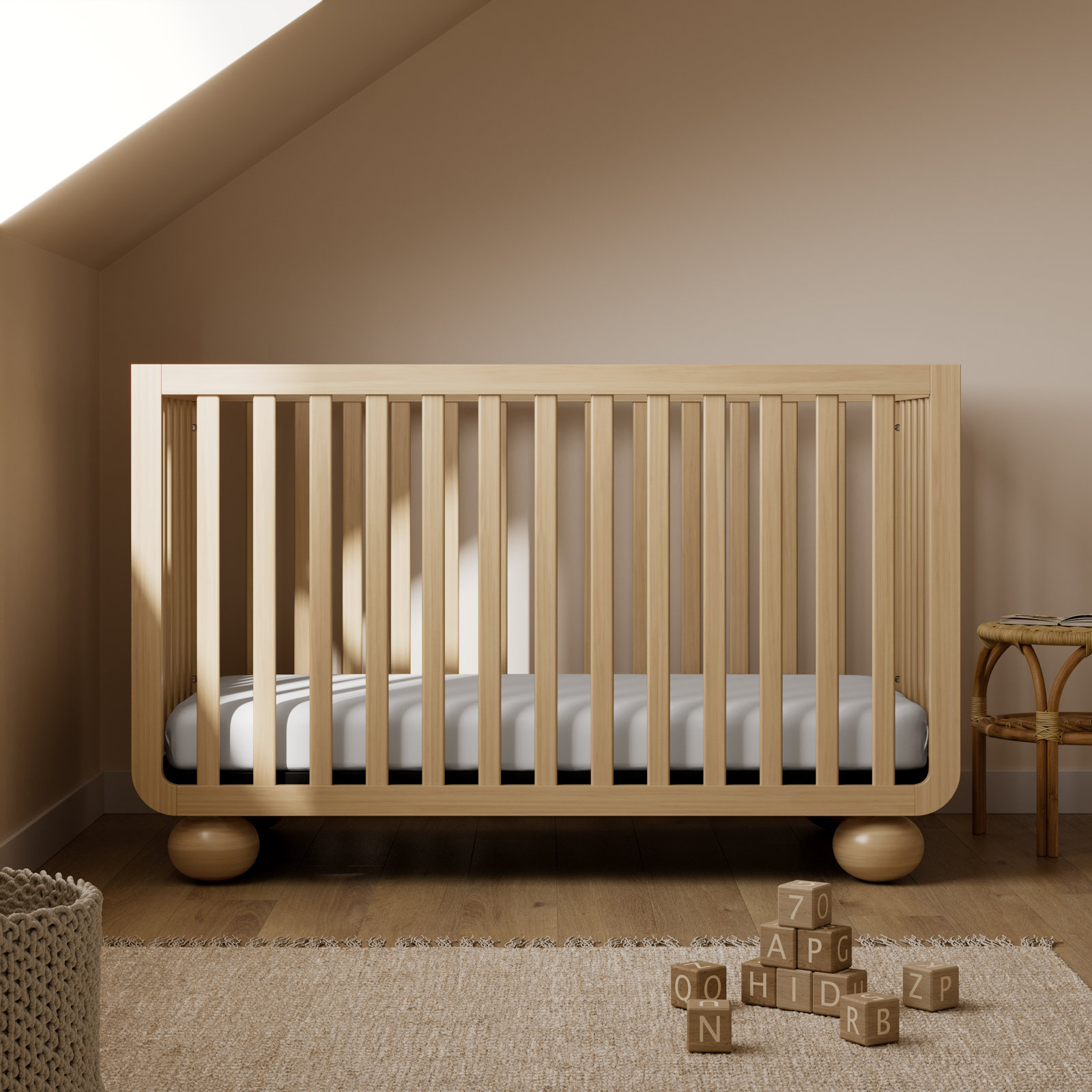 Amalfi Deluxe 5-In-1 Convertible Crib With Bonus Toddler Guardrail, Driftwood, Crib