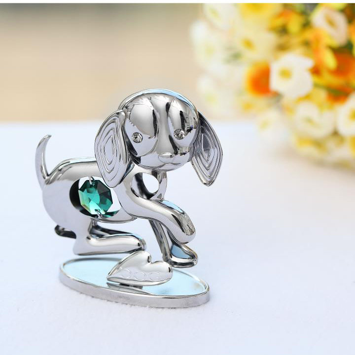 Figurine chiot plaqué 24 carats Prevatte, Chrome