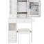 Meuble-lavabo à tiroir de 29,2 po avec tabouret rembourré à gauche, centrale électrique 2 AC + 2 intégrée, support pour sèche-cheveux, très grand miroir à DEL tactile tricolore et luminosité réglable, pour les petits