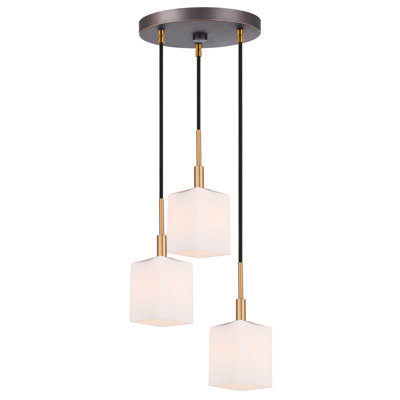 Suspension rectangulaire 3 lumières grappe Thiede