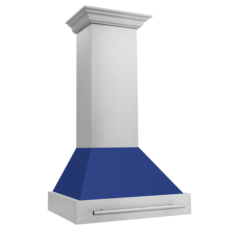 ZLINE 30 in. Stainless Steel Range Hood with Stainless Steel Handle, Blue Matte