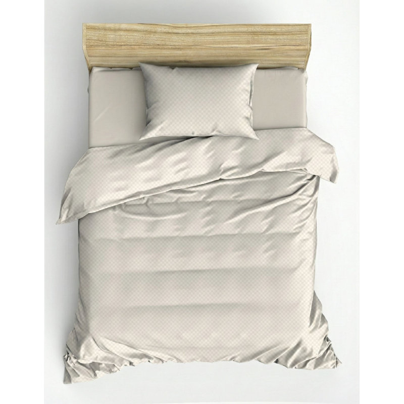 Luxury Ranforce Single Quilt Cover Set, Cream Color | 100% Cotton, Duvet Cover 55.1 x 78.7 inches & Pillowcase 23.6 x 23.6 inches | Reactive Printing, Machine Washable, Button & Envelope Closure | Soft & Durable Bedding