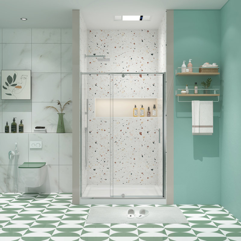 Porte de douche en verre trempé de 6 mm (1/4 po), 127 à 137 cm (50 à 54 po) de largeur x 180 cm (71 po) de hauteur, design élégant, ouverture pivotante, installation facile, fermeture magnétique, finition étanche, installation sans effort, excellente étanchéité.