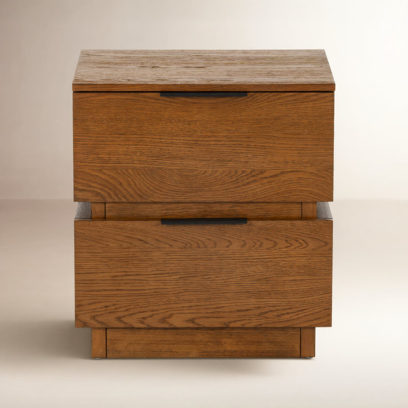 Titus 2 Drawer Nightstand, Medium Oak