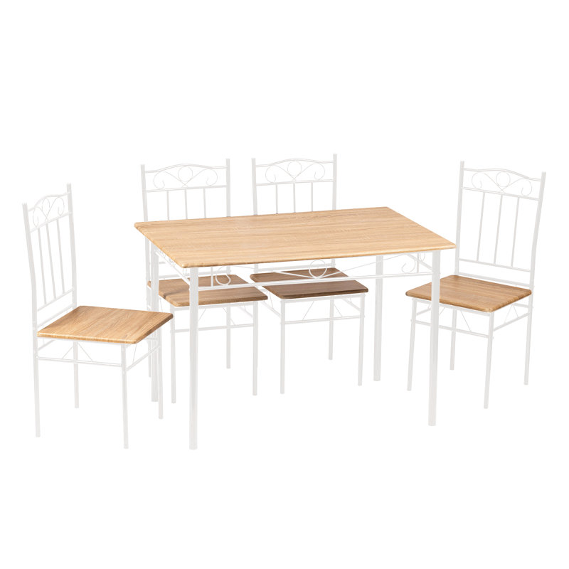 Mowgli 4 - Person Dining Set, Beech/White/Beech