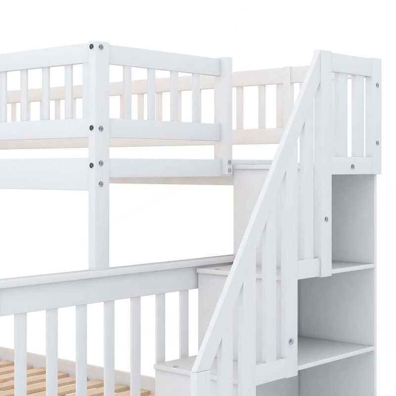 Lit superposé avec rangement Stairway, Blanc