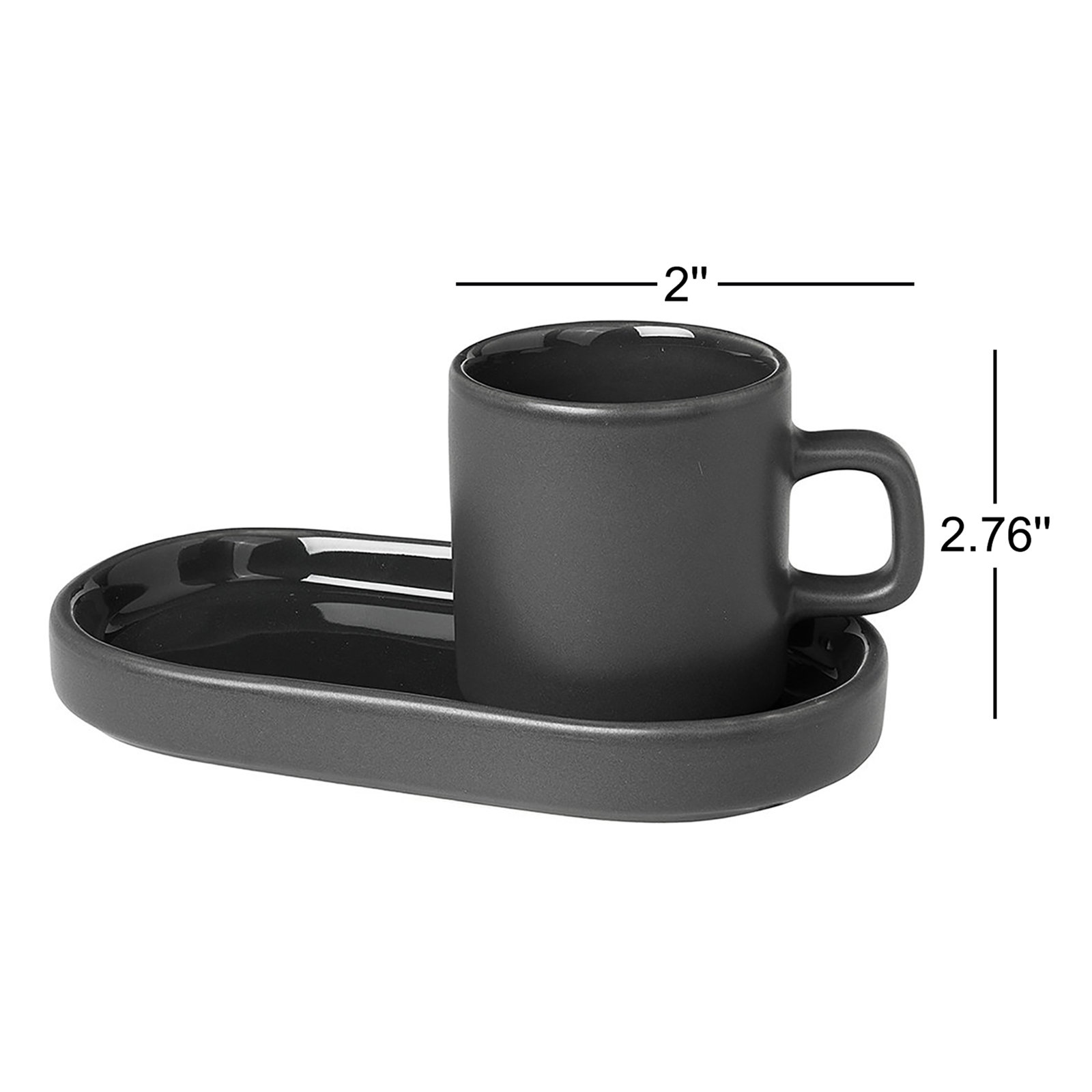 PILAR Stoneware Espresso Cup with Tray, Agave Green