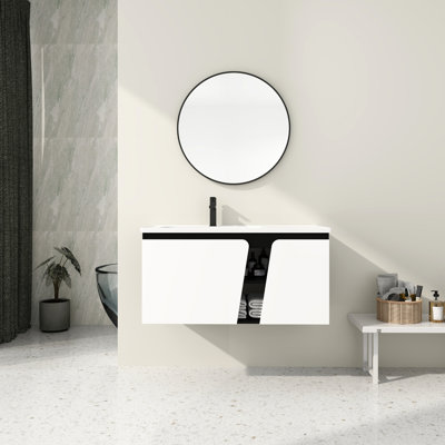 40'' Floating Wall-Mounted Bathroom Vanity With Ceramics Sink & Soft-Close Cabinet Door