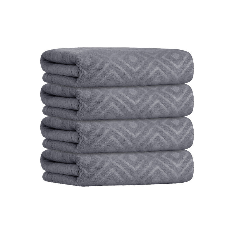 Microfiber Bath Towel Set for Bathroom,4 Pieces 30" x 60", Gray Embossed Diamond