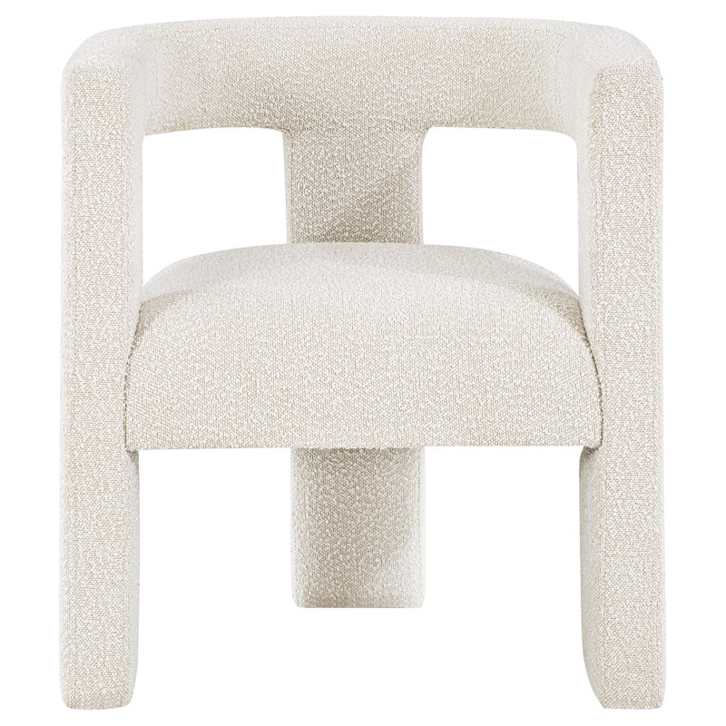 Jeremas Boucle Upholstered Accent Side Chair White, White Polyester