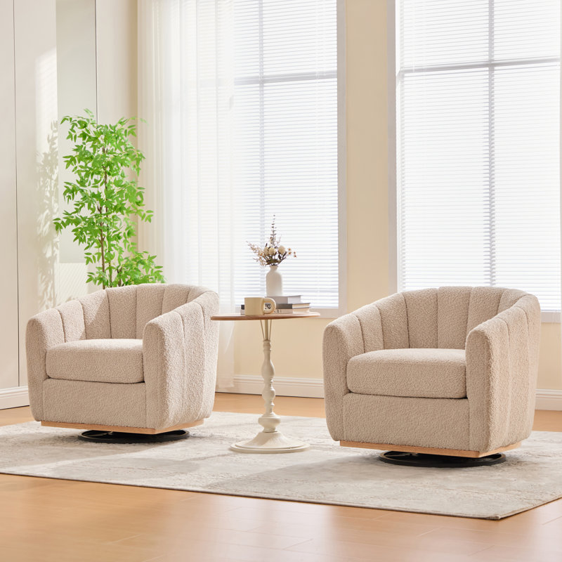 Fauteuil demi-tonneau pivotant surdimensionné (ensemble de 2), Blé