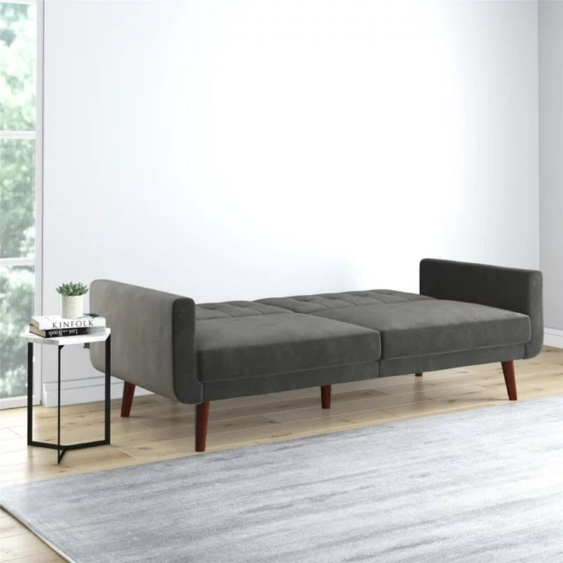 Futon moderne, velours gris, Velours gris