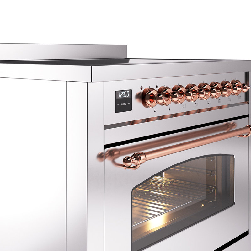 ILVE Nostalgie II Series 36 inch Induction Range with 6 Induction Elements (Glass Door), Stainless Steel/Copper