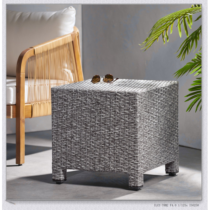 PUERTA Durable Polyethylene Rattan Accent Table, Weather-Resistant And Stylish For Outdoor Use