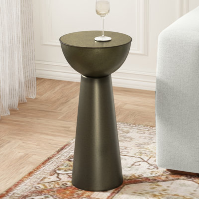Surrey 12"W Solid Iron Contemporary Round Side Table with Handcrafted Textured Finish