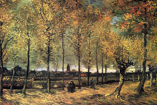 «Lane with Poplars» par Vincent Van Gogh - reproduction, H 44 po x l 66 po