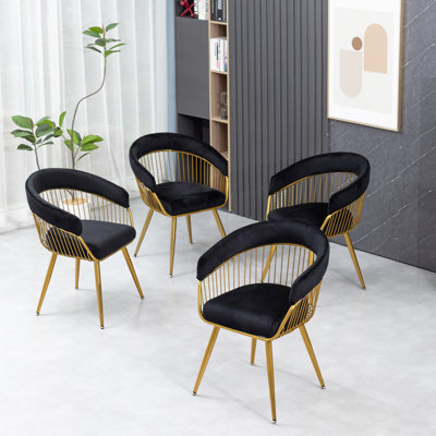 Chaise de salle à manger rembourrée en velours avec pieds en métal pour le maquillage / salon