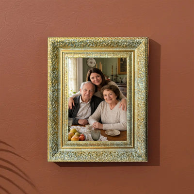 Cadre photo sophistiqué 5 pièces x 7 po or antique 1PC pour étagère de chambre à coucher