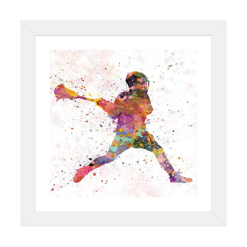 «Lacrosse Man Player III» par Paul Rommer - impression d'art graphique, H 24 po x l 24 po x p 1 po, Papier encadré blanc