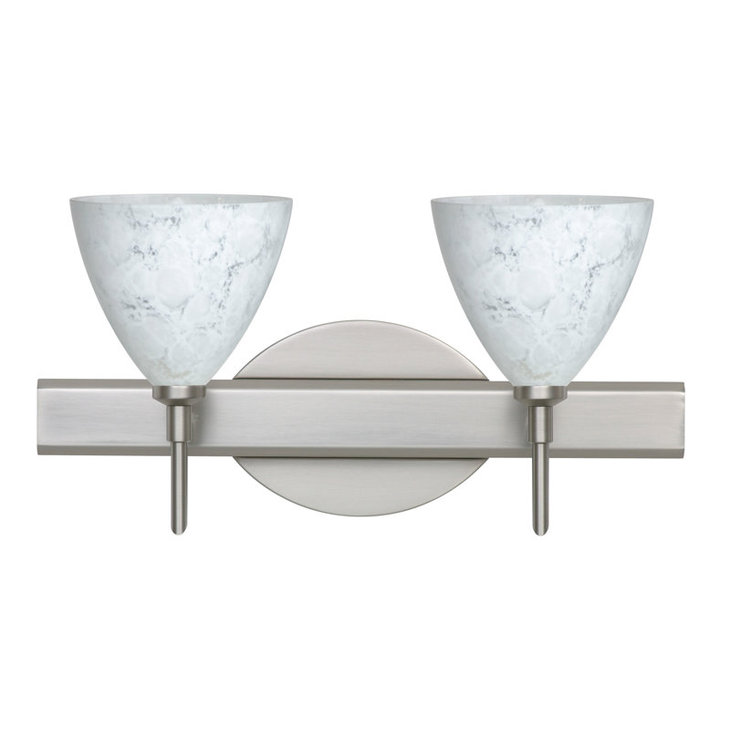 Éclairage pour meuble-lavabo 2 lumières Mia, Nickel satiné, Carrera, Incandescent