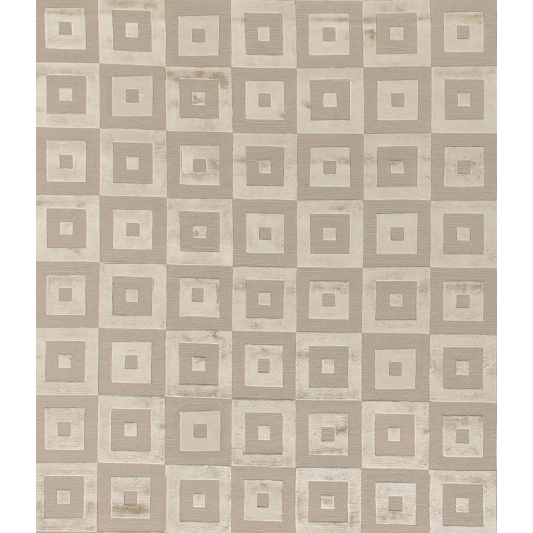 Metro-Velvet Geometric Area Rug in Beige/Brown