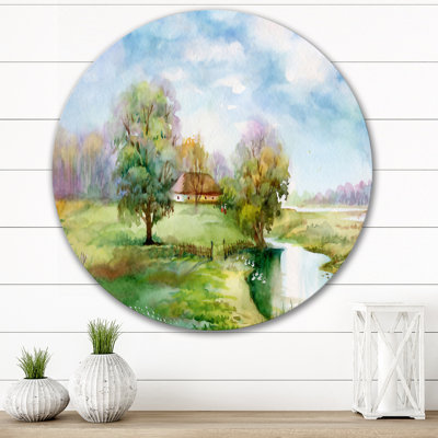 " Countryroad In Next To Tree In The Green " Painting Print