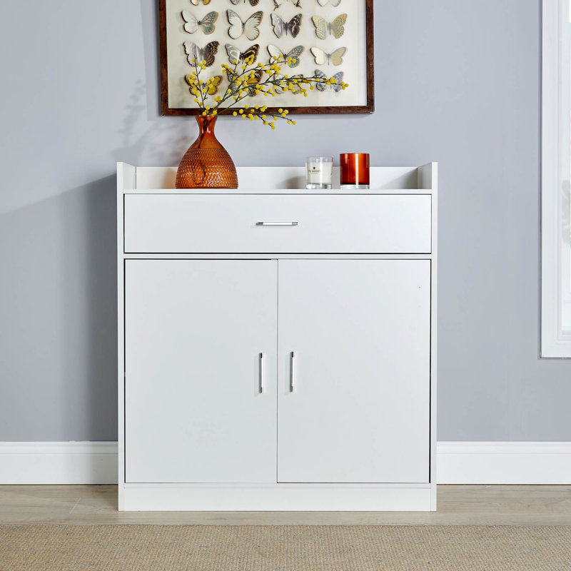 Novara 2 Door 1 Drawer Hallway Shoe Storage Cabinet, White