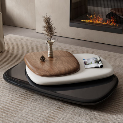 Modern Rotatable Wood Coffee Table For Living Room, Minimalist Contemporary Style Living Room Center Table by Brayden Studio