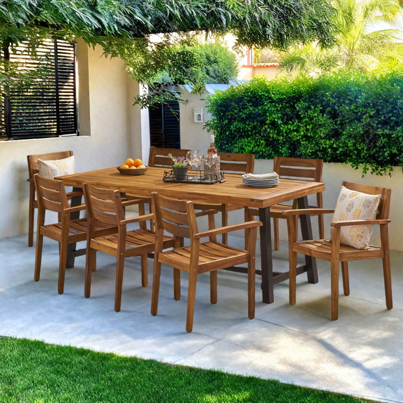Mahoney Rectangular 8 - Person 79" Long Dining Set, Teak