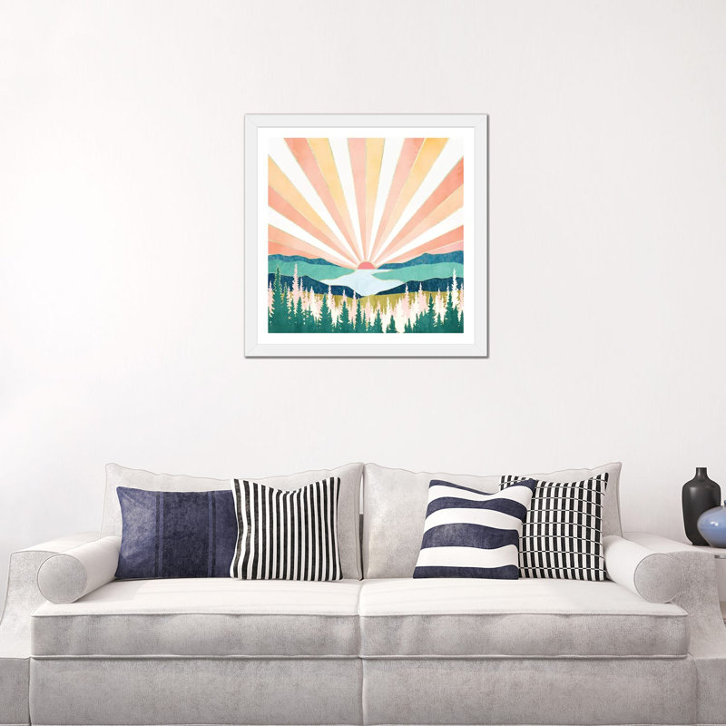 Coucher de soleil d'été - impression, Blanc, 24" H x 24" W x 1" D, Papier encadré blanc