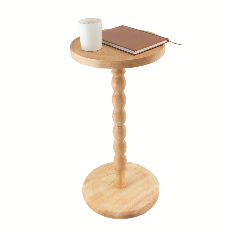 Table d'appoint ronde, petite table basse pour petits espaces, table de chevet moderne avec pieds en bois massif pour le salon, la chambre à coucher, les coins et le bureau (nature)