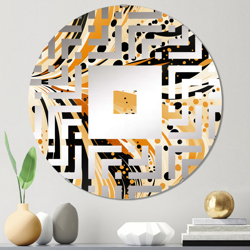 Tribal Fusion en noir et jaune - Miroir mural carré, 23,6 po x 23,6 po