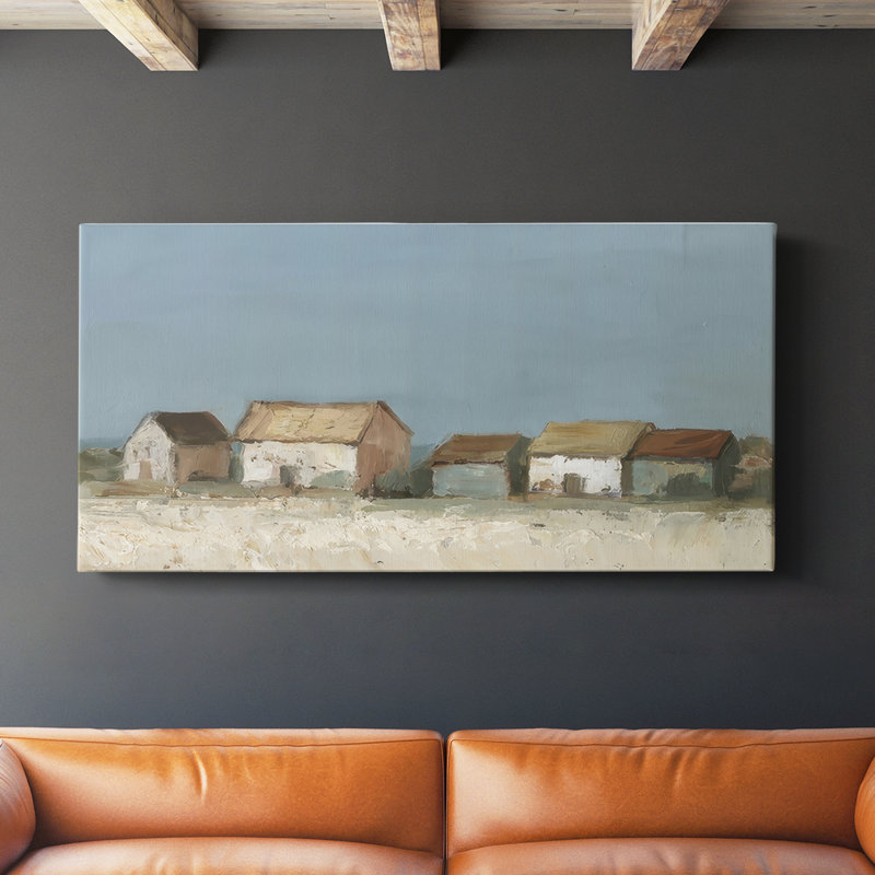 Cabanes en bord de mer I - Toile tendue avec châssis - Prête à  l'emploi, H 16 po x l 32 po