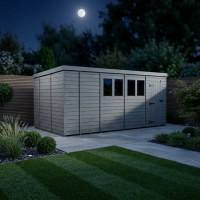 Total Sheds 17ft x 10ft Composite Pent Garden Shed - Single Door - With Windows - EPDM Rubber Roof - UK Manufactured