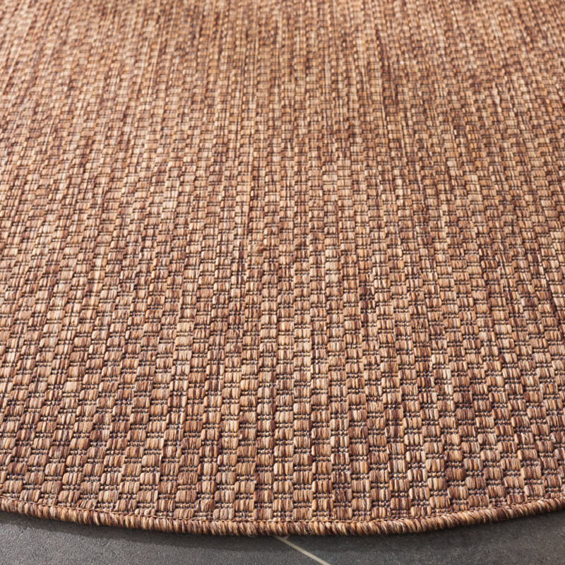 Tapis d'intérieur / extérieur brun Beach House, Rond 6 pi 7 po