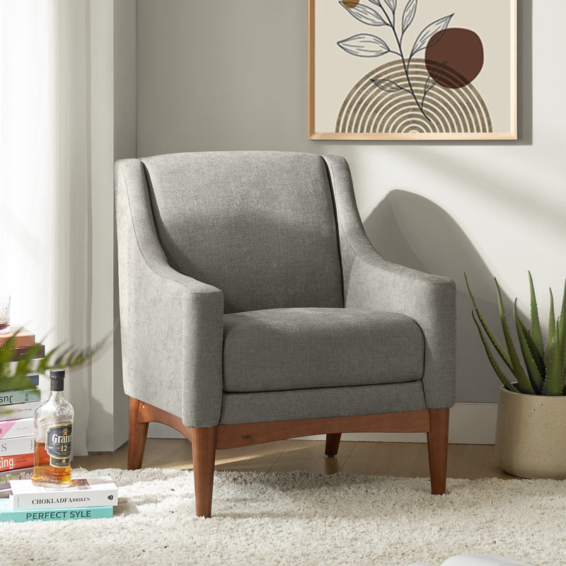 Fauteuil Arshanti avec pieds en bois massif, Moss