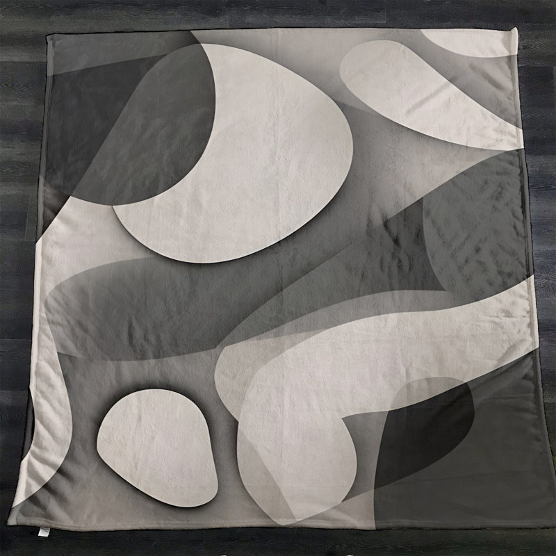 Throw Blanket, Geometric Shapes/Abstract, 68" W x 80" L, Gray