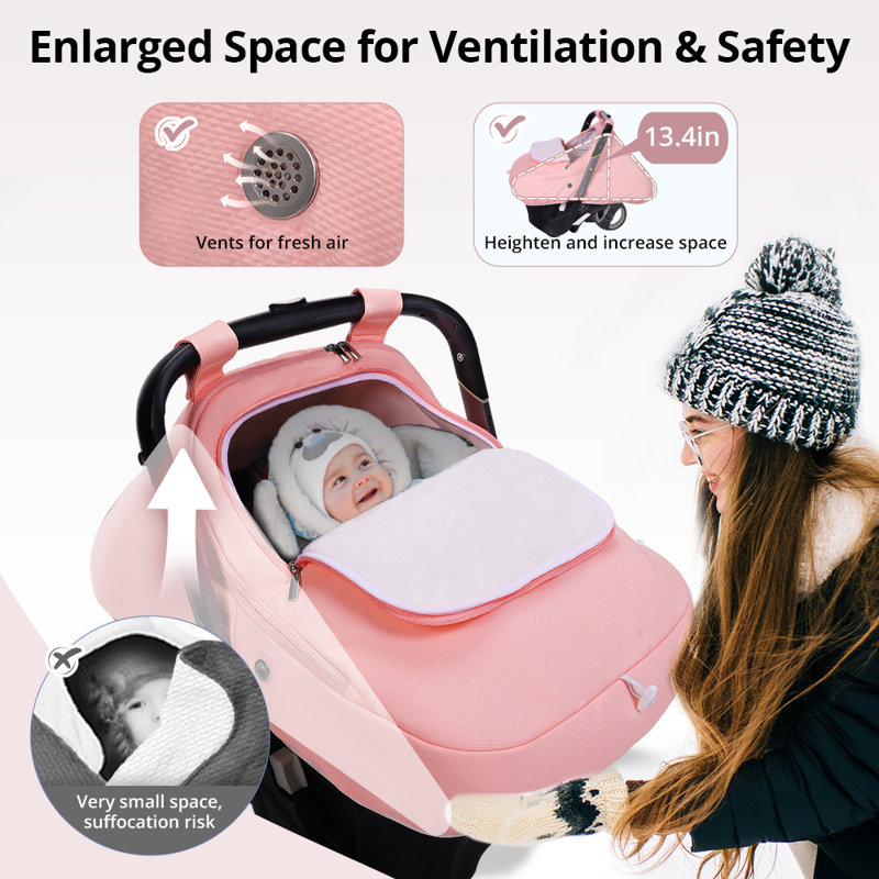 Housse de siège d'auto pour bébé pour bébé, auvent doux et respirant par temps froid, Rose
