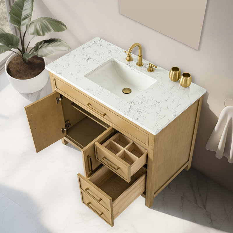 Meuble-lavabo simple 42 po Reajean, Sable / bronze brossé