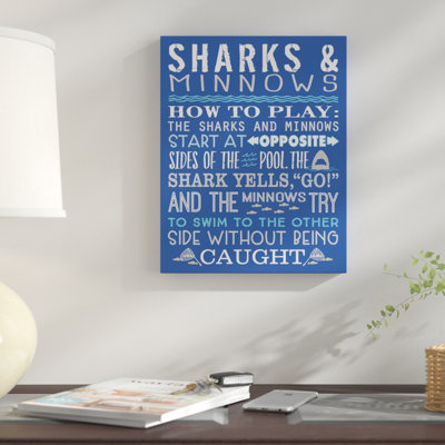 «Sharks and Minnows Pool Pool Rules», art textuel sur toile tendue