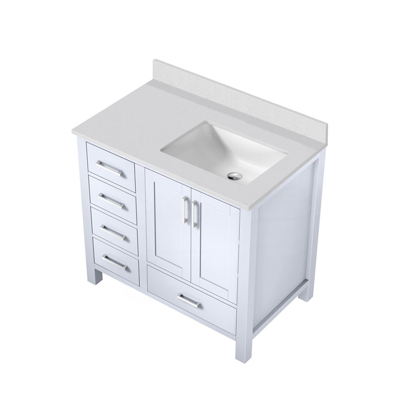 Jacques 36-inch White Quartz Top Single Sink Freestanding Vanity