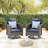7 - Person Outdoor Swivel Rocking Chair Conversation Set With Fire Pit Table And Cushions-1140575687