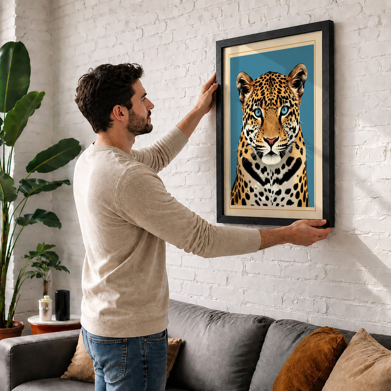 Leopard Gaze Modern - Framed Print, A1 - 84.1 x 59.4 cm, White